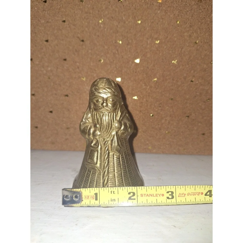 Vintage Brass Santa Claus Figurine Midcentury Modern‎ Bell Christmas Holiday
